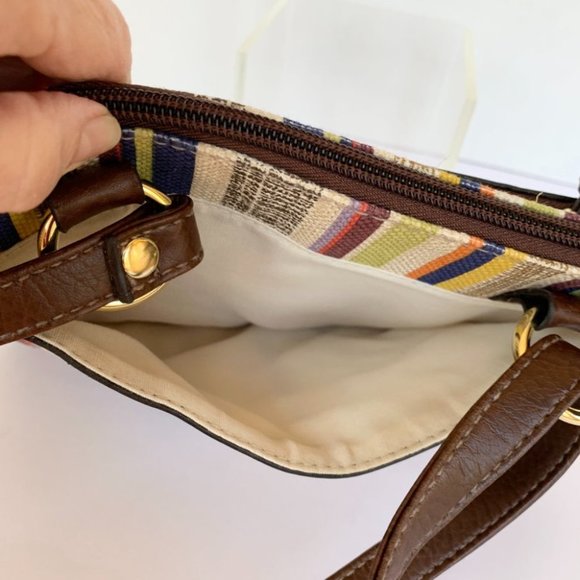 Relic/Fossil Small Striped Canvas Crossbody Bag w/Adjustable Strap in Fa… - Picture 8 of 10
